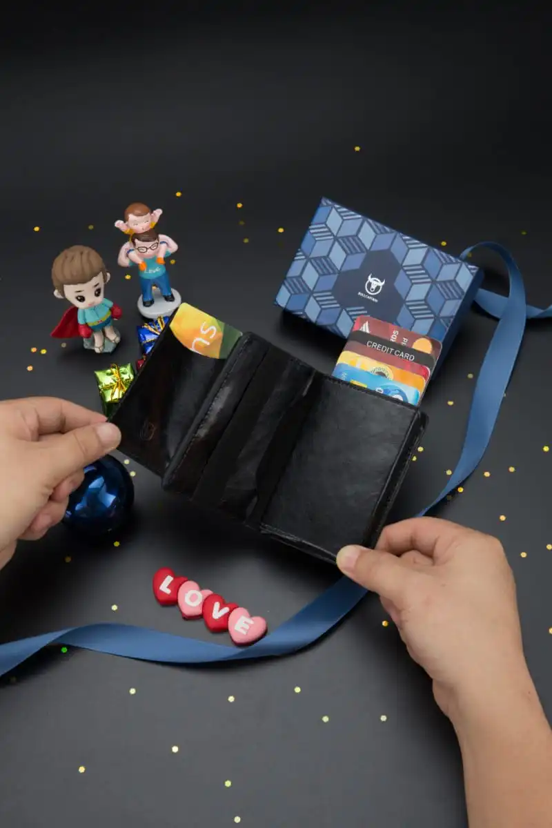 Δερμάτινο πορτοφόλι καρτοθήκη Bull Captain KB464 μαύρη