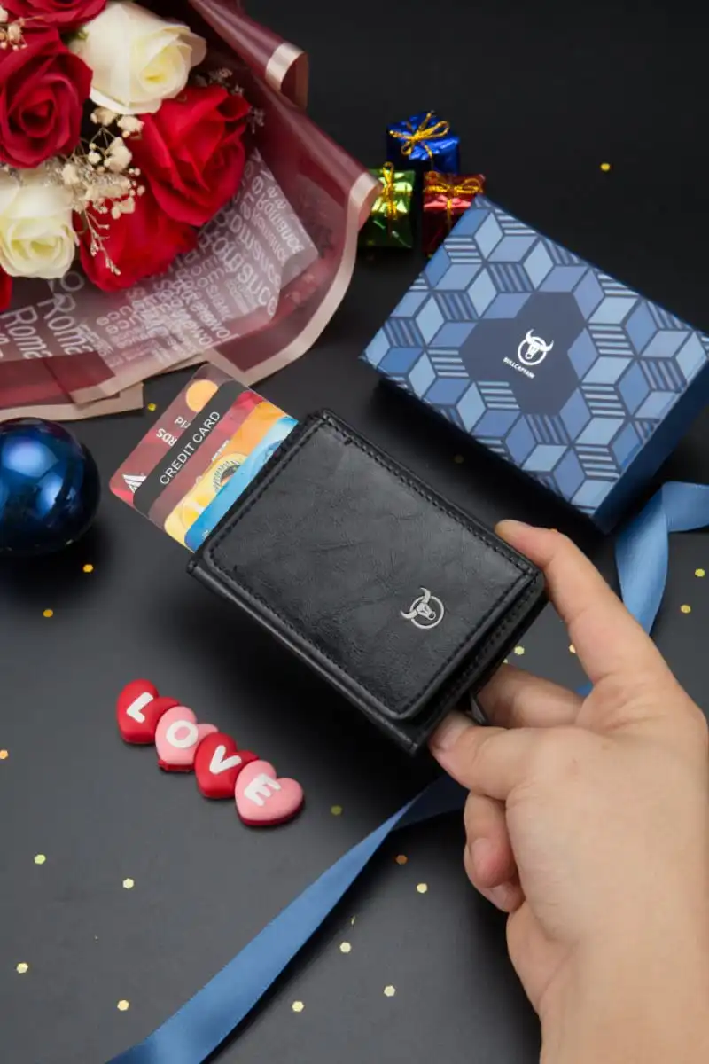 Δερμάτινο πορτοφόλι καρτοθήκη Bull Captain KB464 μαύρη