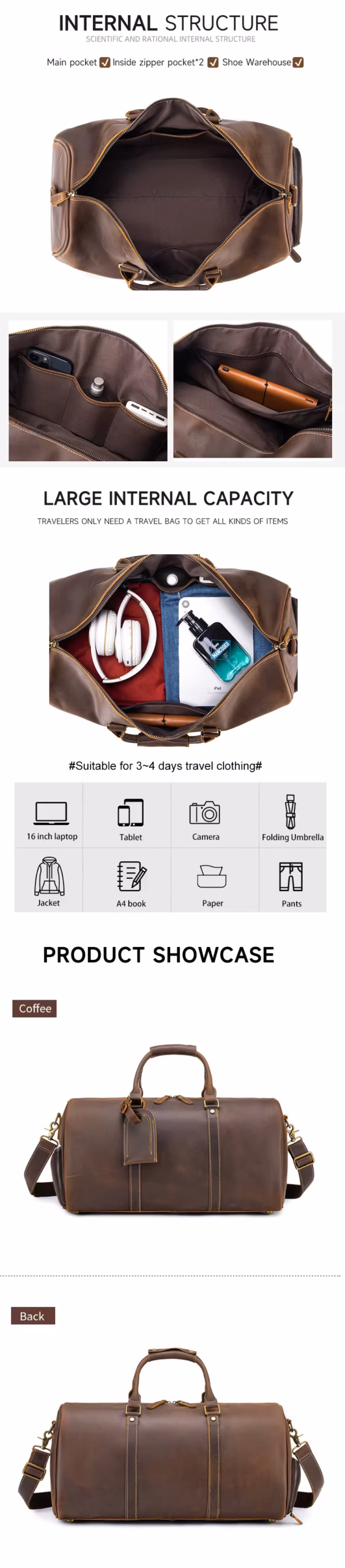 Δερμάτινος Σάκος Ταξιδίου Bull Captain LVBM099 καφέ