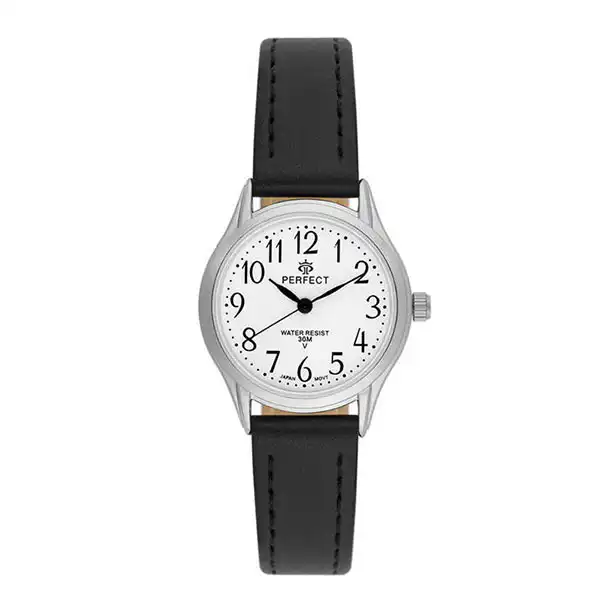 Perfect γυναικείο ρολόι με δερμάτινο λουρί LX011-03 Μαύρο