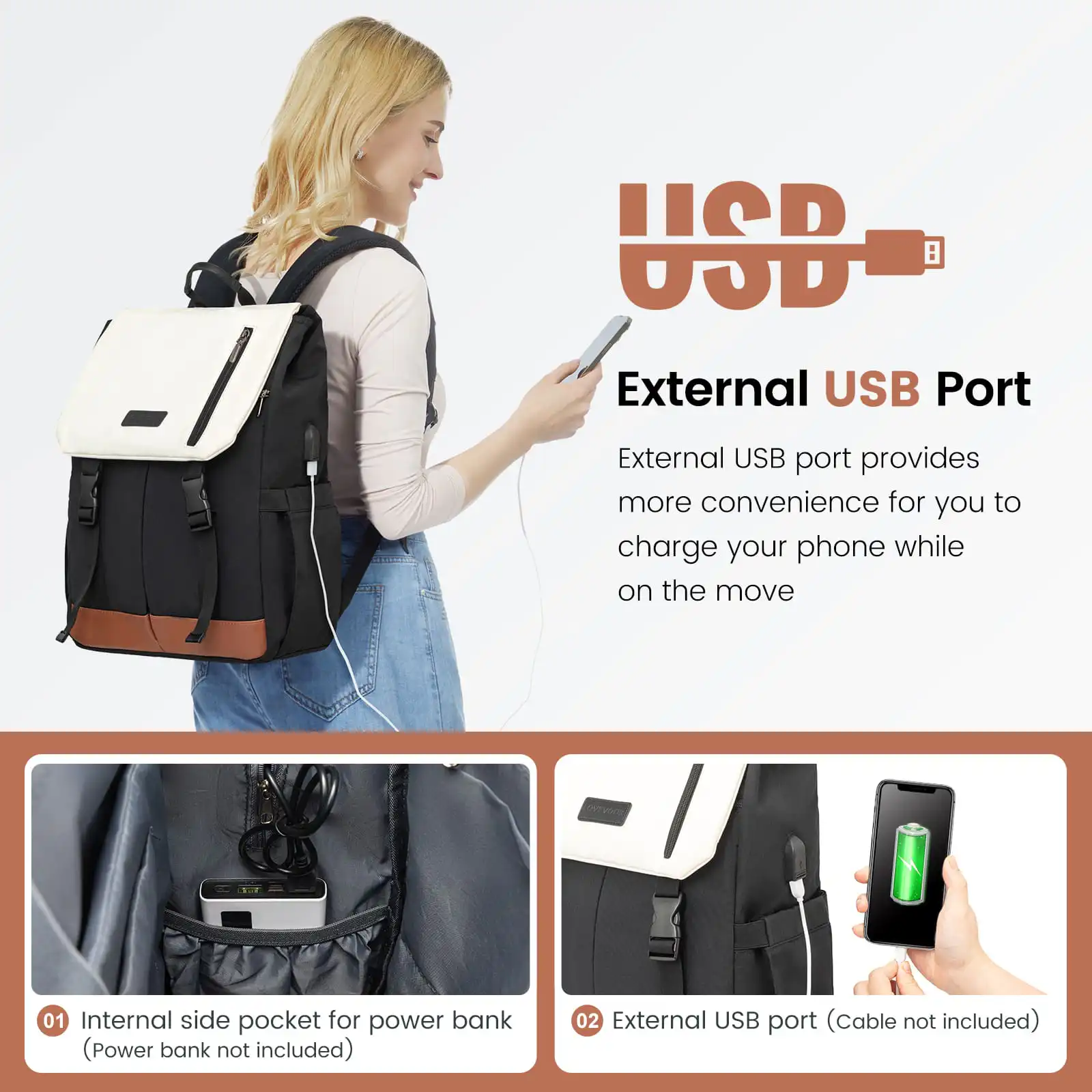 Γυναικείο Σακίδιο Φορητού Υπολογιστή Lovevook 15,6” MB2009 black/beige/brown