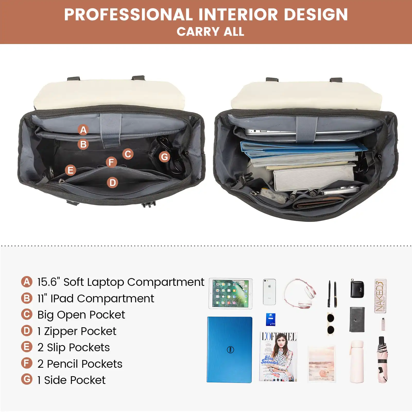 Γυναικείο Σακίδιο Φορητού Υπολογιστή Lovevook 15,6'' MB2009 black/beige/brown