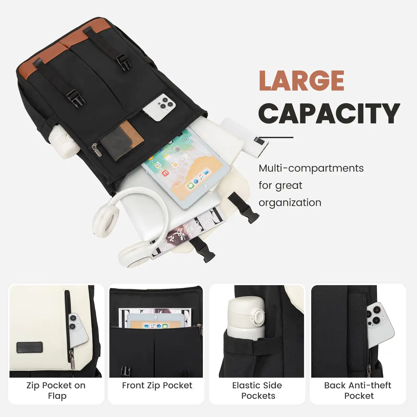 Γυναικείο Σακίδιο Φορητού Υπολογιστή Lovevook 15,6'' MB2009 black/beige/brown