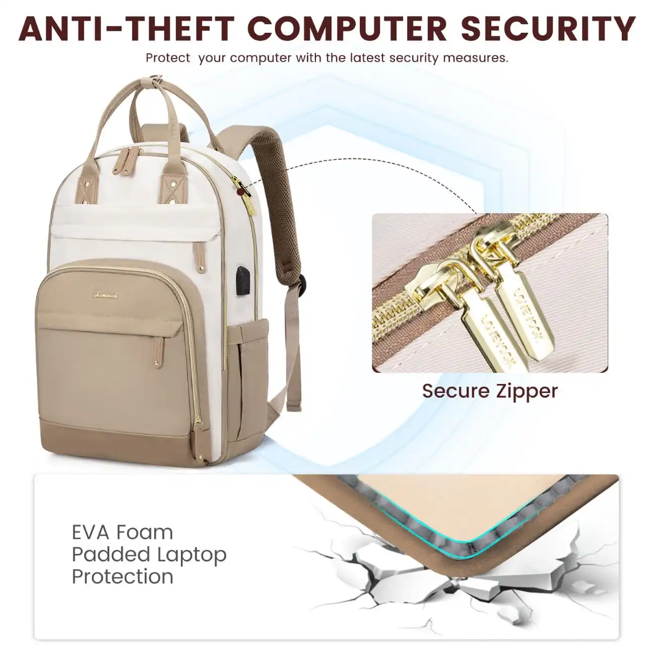 Γυναικείο Σακίδιο Φορητού Υπολογιστή Lovevook 15,6'' MB2012 khaki/beige