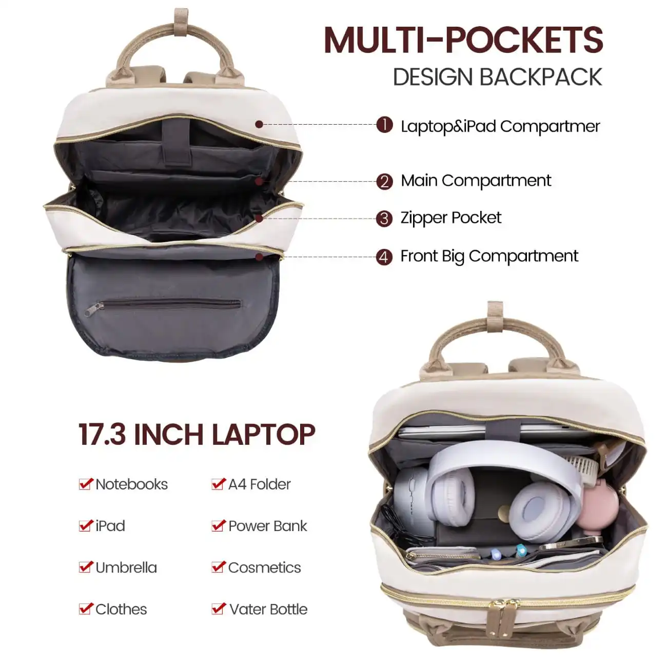 Γυναικείο Σακίδιο Φορητού Υπολογιστή Lovevook 15,6'' MB2012 khaki/beige