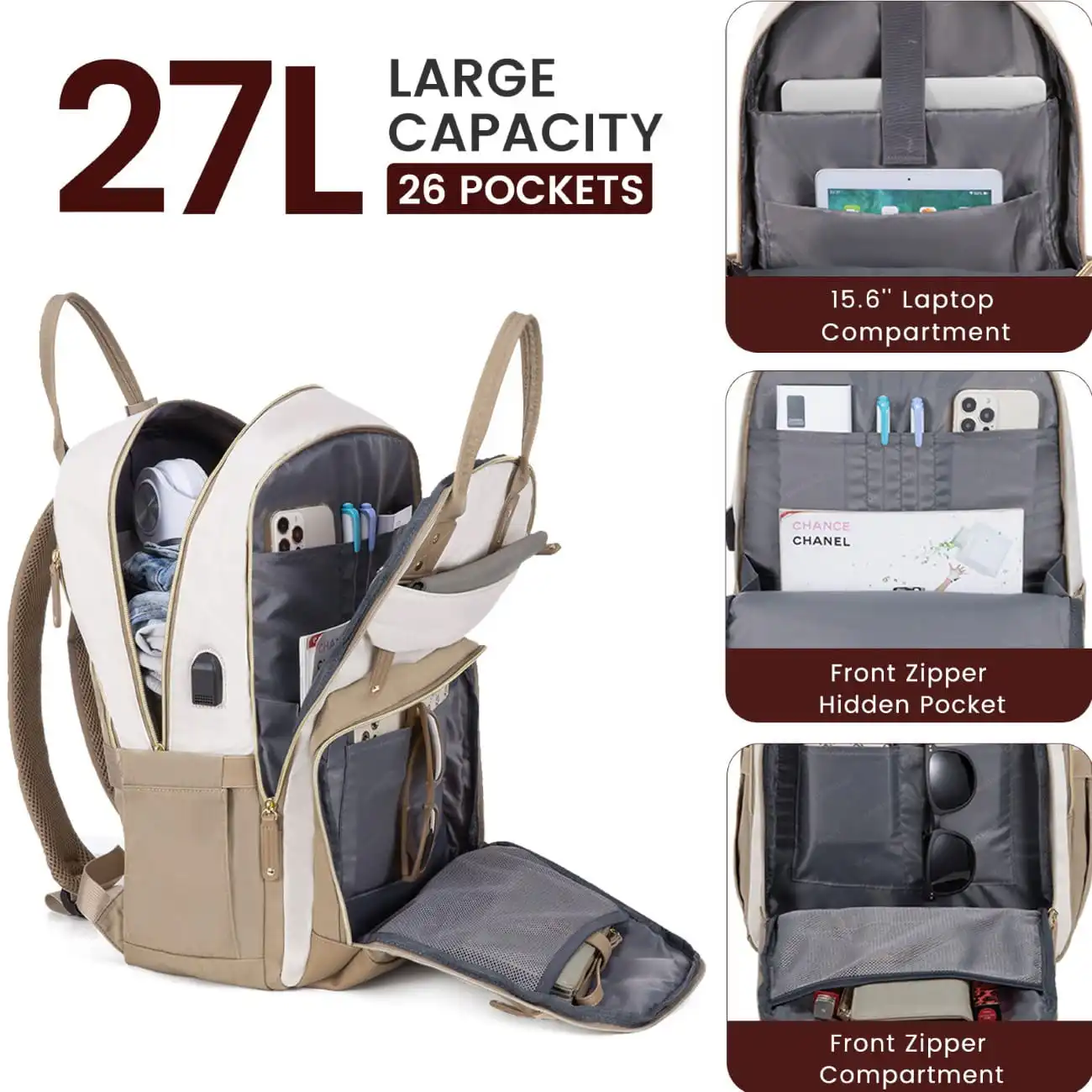 Γυναικείο Σακίδιο Φορητού Υπολογιστή Lovevook 15,6'' MB2012 khaki/beige