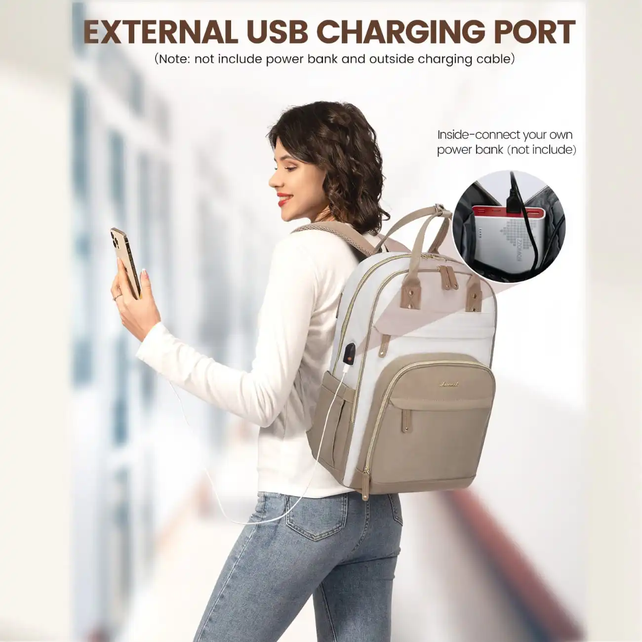 Γυναικείο Σακίδιο Φορητού Υπολογιστή Lovevook 15,6” MB2012 khaki/beige