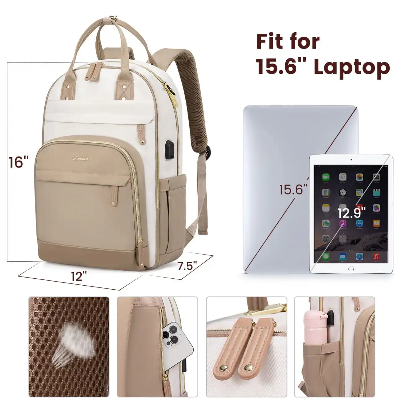 Γυναικείο Σακίδιο Φορητού Υπολογιστή Lovevook 15,6'' MB2012 khaki/beige