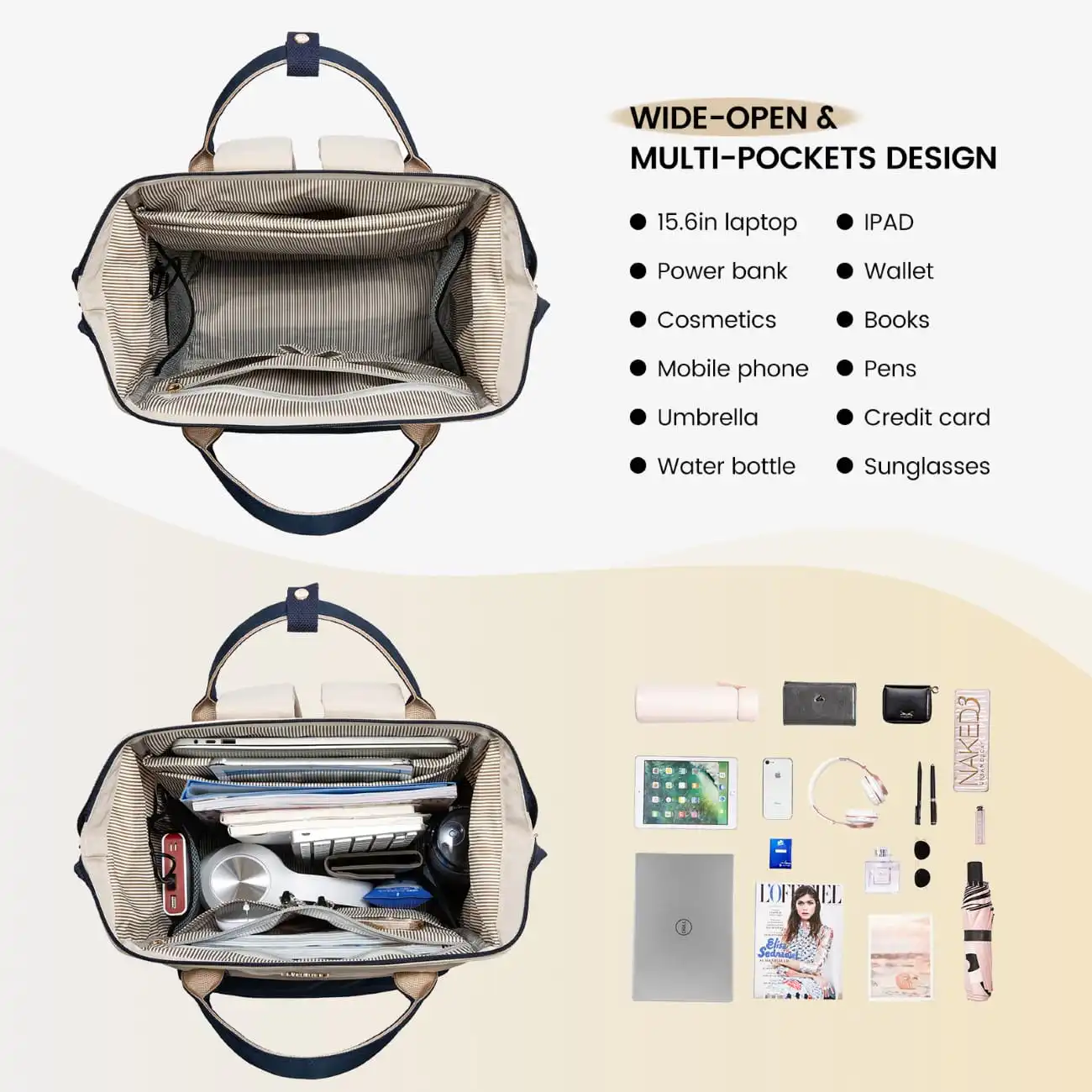 Σακίδιο Επαγγελματικό Γυναικείο Lovevook 15,6'' MB2020 beige/khaki