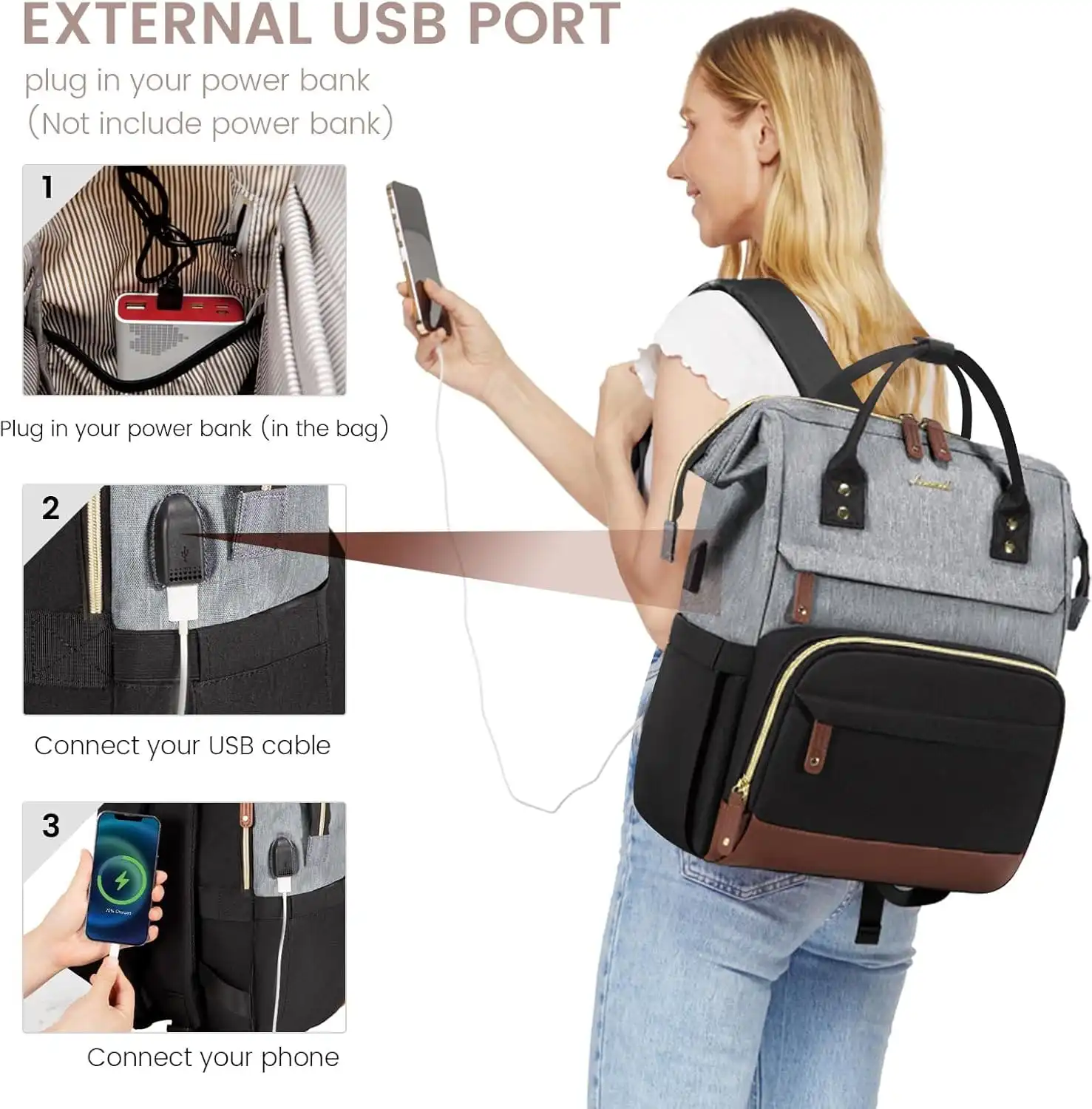 Γυναικείο Σακίδιο Φορητού Υπολογιστή Lovevook 15,6” MB2046 Grey/black