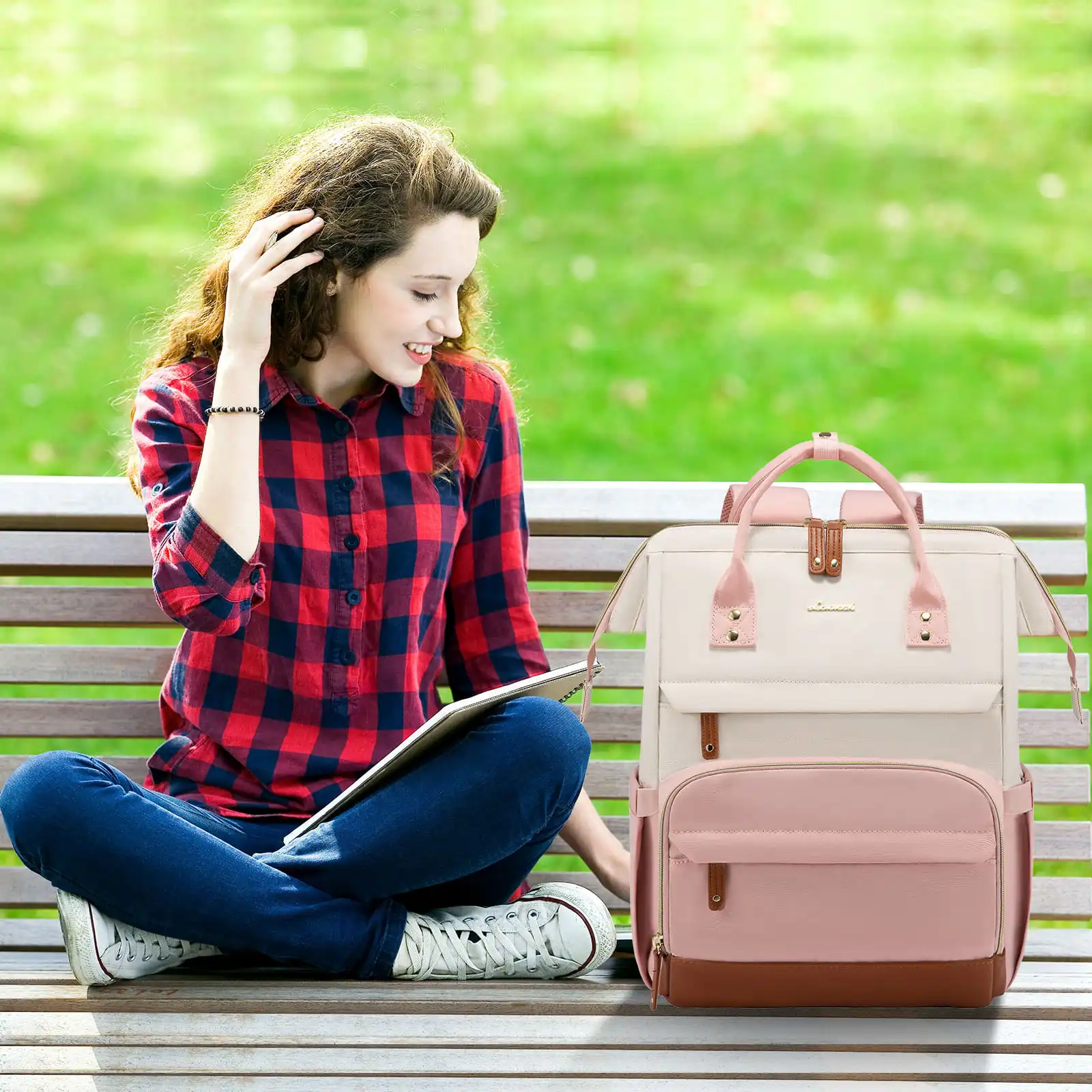 Γυναικείο Σακίδιο Φορητού Υπολογιστή Lovevook 15,6'' MB2046 Beige/Pink