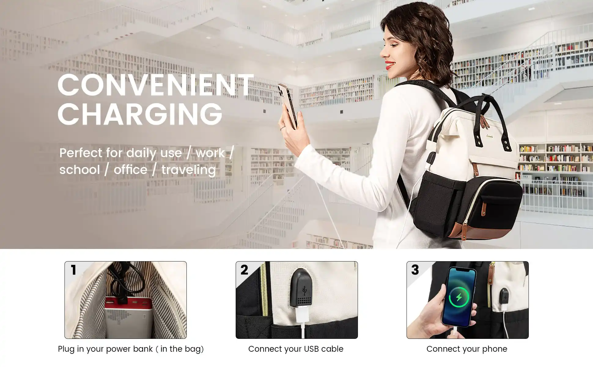 Γυναικείο Σακίδιο Φορητού Υπολογιστή Lovevook 15,6'' MB2046 beige/black/brown