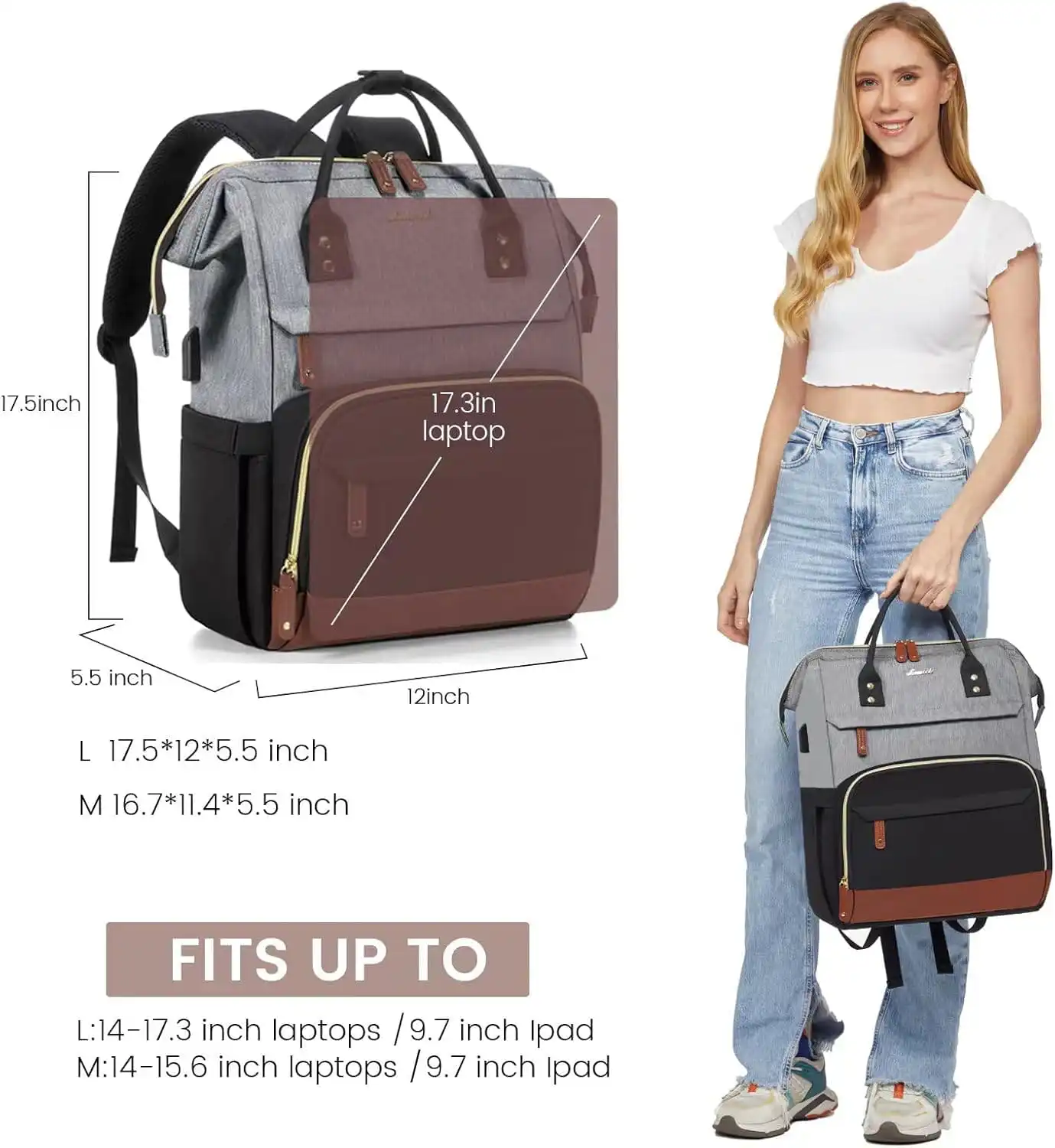 Γυναικείο Σακίδιο Φορητού Υπολογιστή Lovevook 15,6'' MB2046 Grey/black