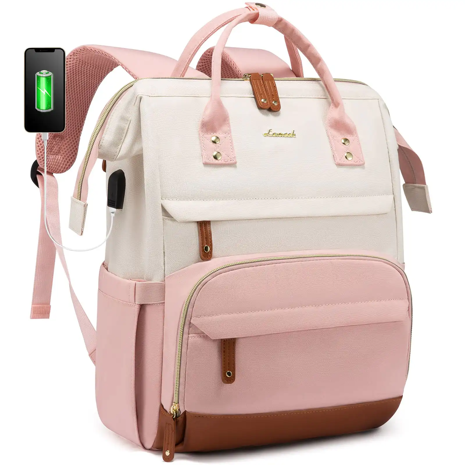 Γυναικείο Σακίδιο Φορητού Υπολογιστή Lovevook 15,6'' MB2046 Beige/Pink