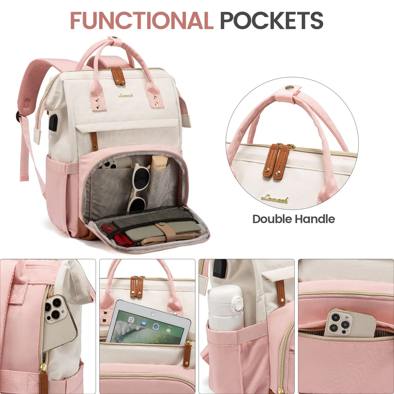 Γυναικείο Σακίδιο Φορητού Υπολογιστή Lovevook 15,6'' MB2046 Beige/Pink