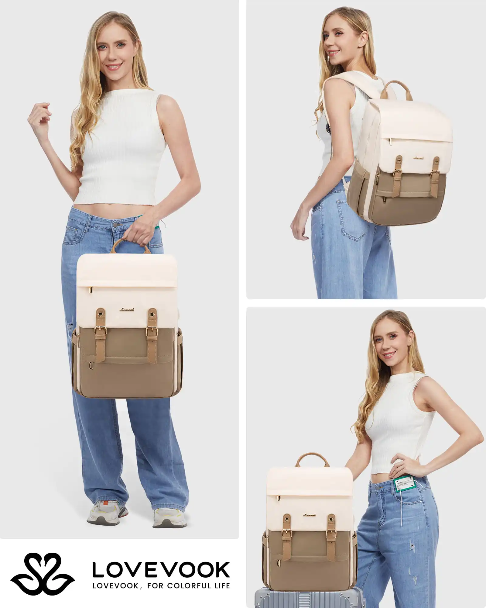 Γυναικείο Σακίδιο Φορητού Υπολογιστή Lovevook 15,6” MB2110 beige/khaki
