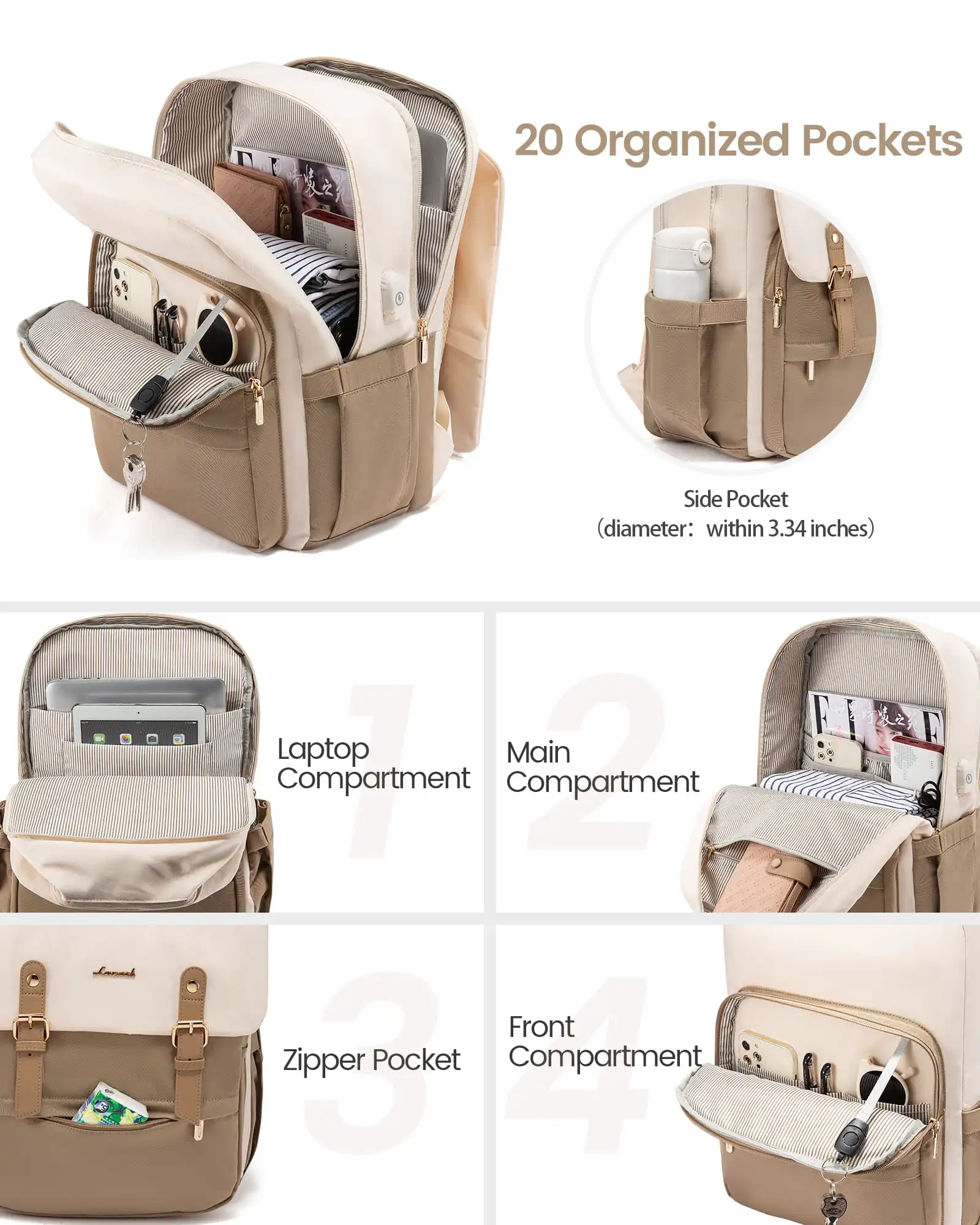 Γυναικείο Σακίδιο Φορητού Υπολογιστή Lovevook 15,6'' MB2110 beige/khaki