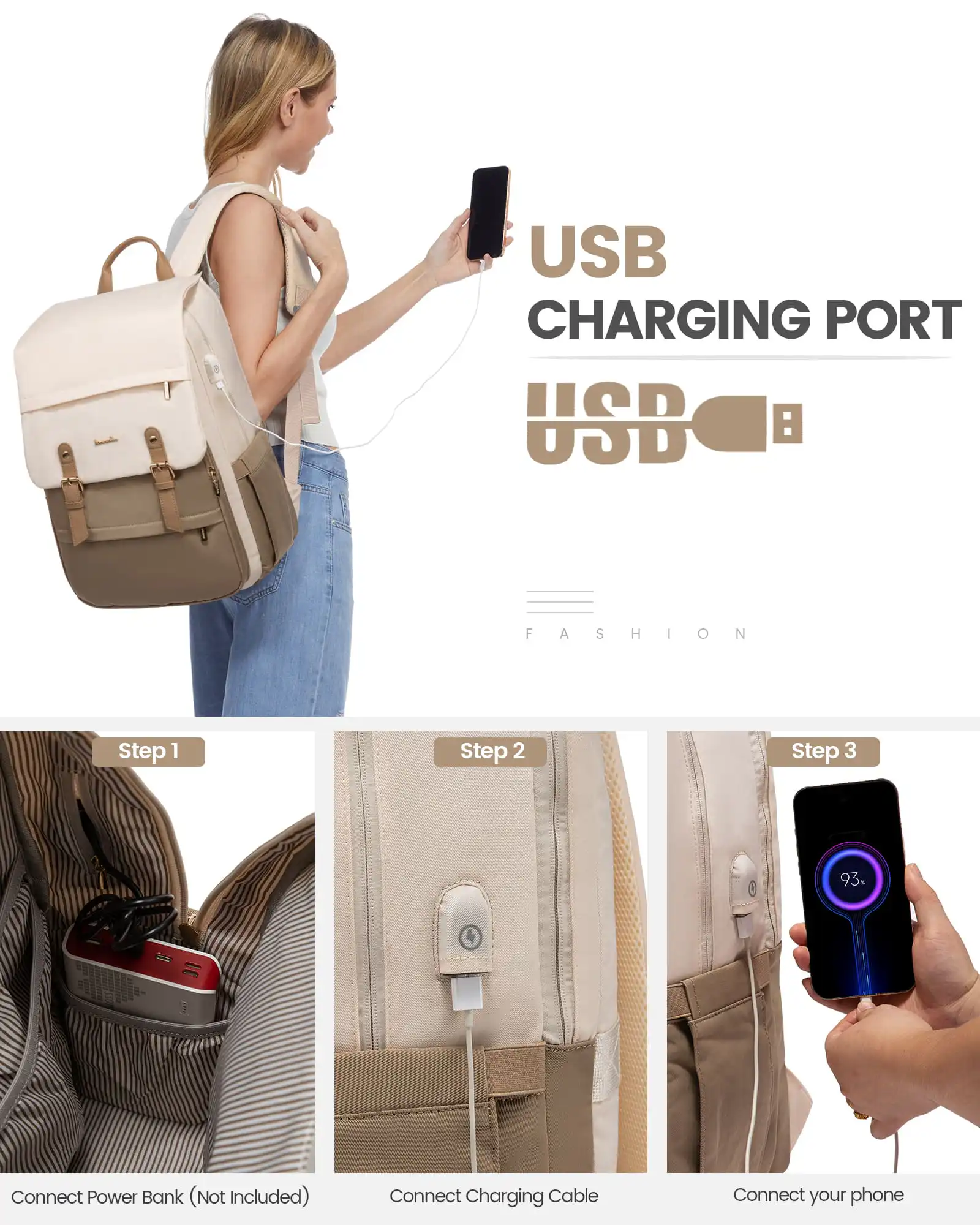 Γυναικείο Σακίδιο Φορητού Υπολογιστή Lovevook 15,6'' MB2110 beige/khaki