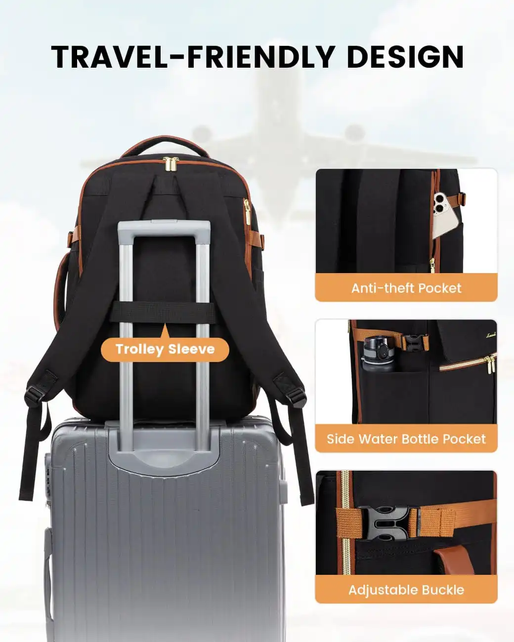 Σακίδιο Ταξιδίου Καμπίνας 40L 17,3" MB2112 black brown