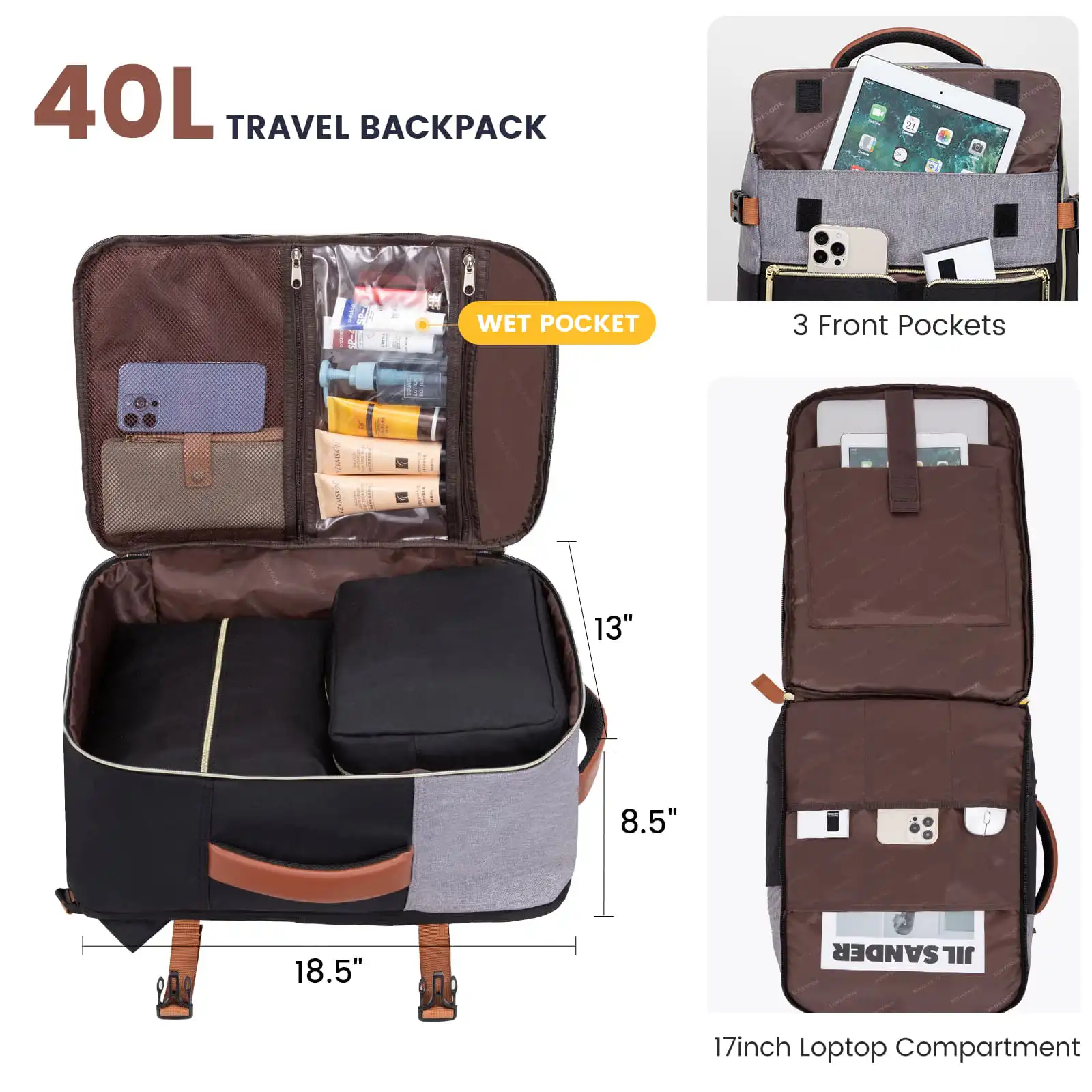 Σακίδιο Ταξιδίου Καμπίνας 40L 17,3" MB2112 black/gray