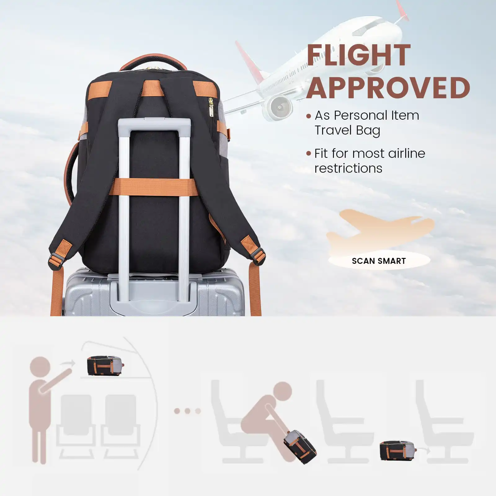 Σακίδιο Ταξιδίου Καμπίνας 40L 17,3" MB2112 black/gray