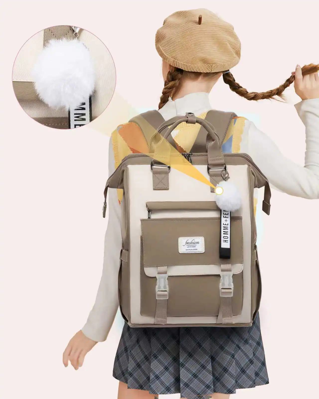 Γυναικείο Σακίδιο Επαγγελματικό Lovevook 15,6'' MB2119 beige/khaki