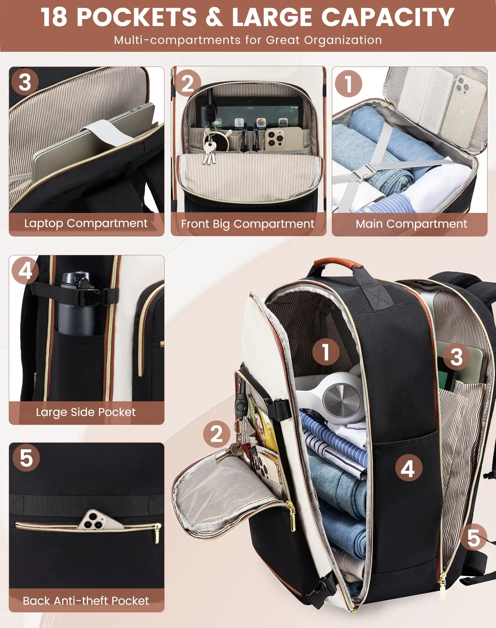 Σακίδιο πλάτης καμπίνας 40L 17,3" MB2141 black/white