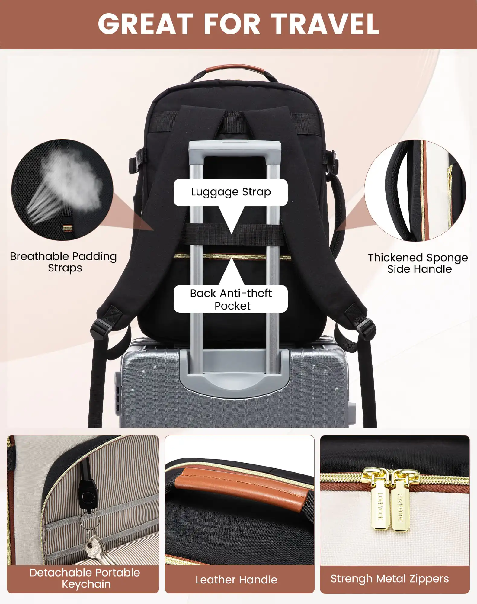 Σακίδιο πλάτης καμπίνας 40L 17,3" MB2141 black/white