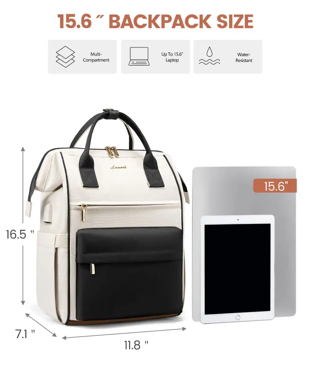 Γυναικείο Σακίδιο με USB Lovevook 15,6'' MB2146 beige/black