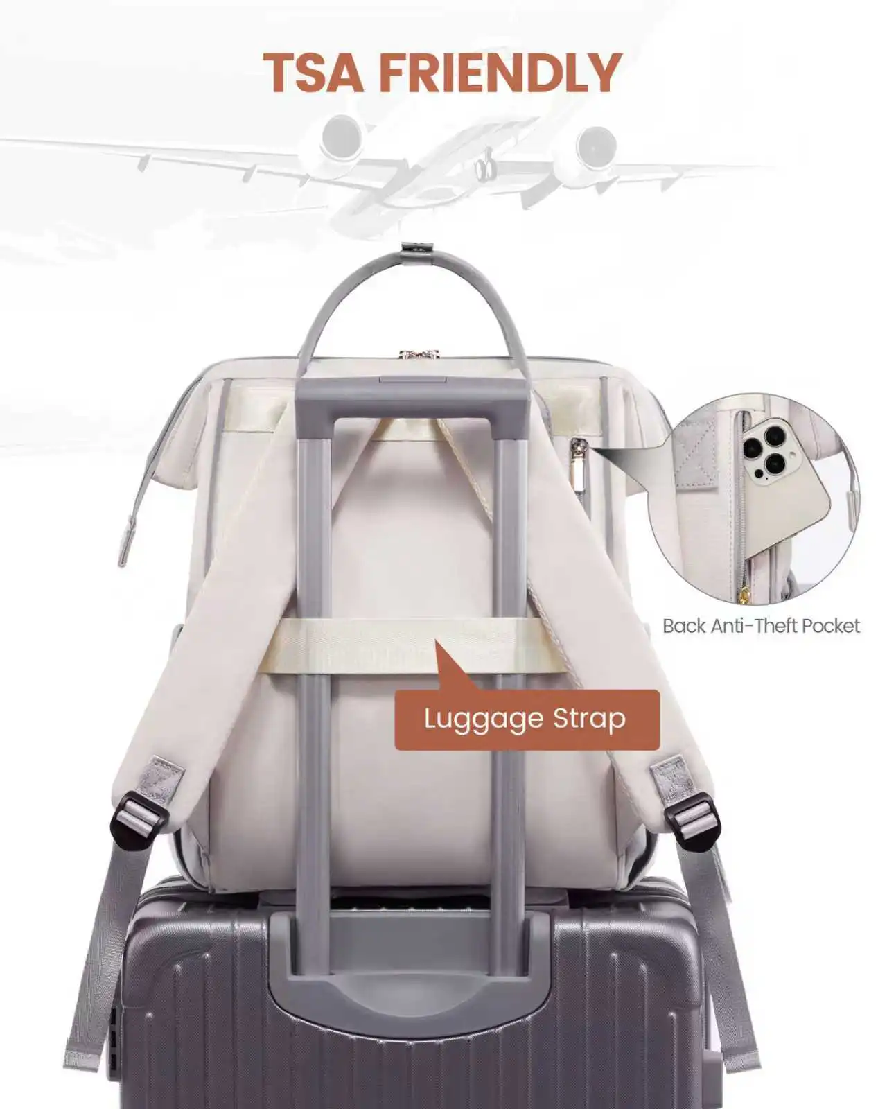 Γυναικείο Σακίδιο USB Lovevook 15,6'' MB2146 beige gray brown