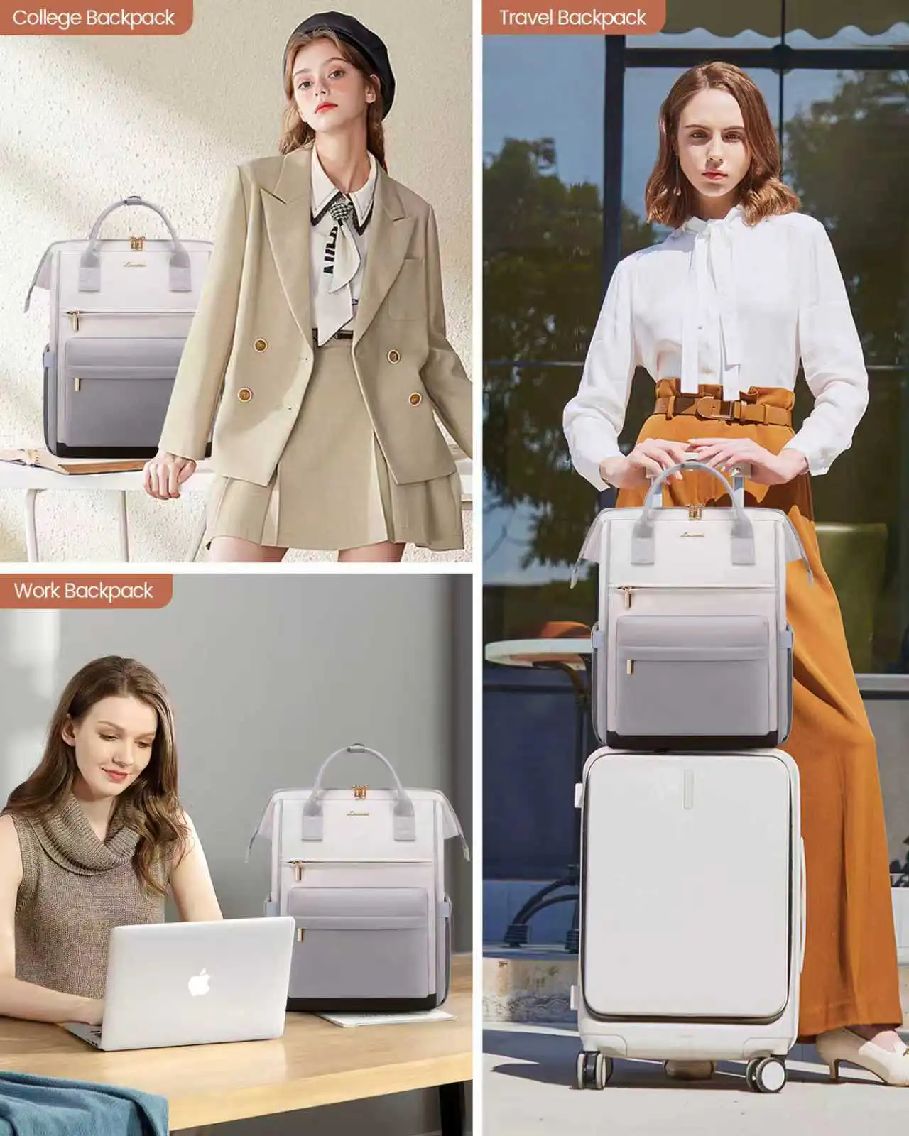 Γυναικείο Σακίδιο USB Lovevook 15,6'' MB2146 beige gray brown