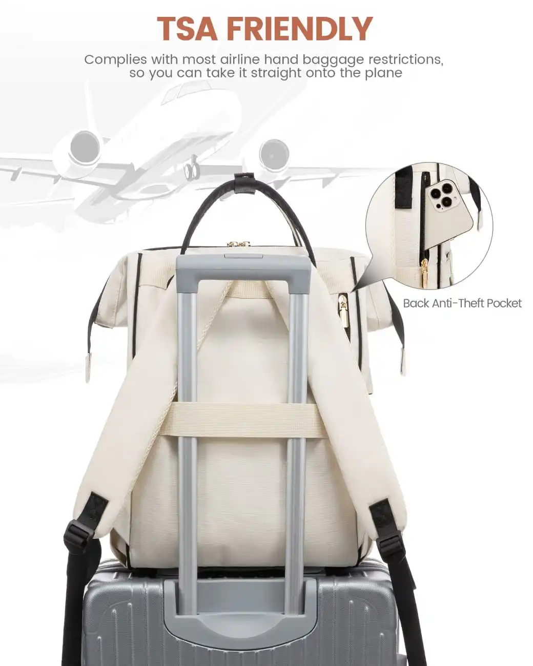 Γυναικείο Σακίδιο με USB Lovevook 15,6'' MB2146 beige/black