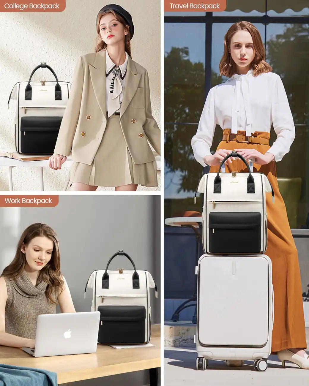 Γυναικείο Σακίδιο με USB Lovevook 15,6'' MB2146 beige/black