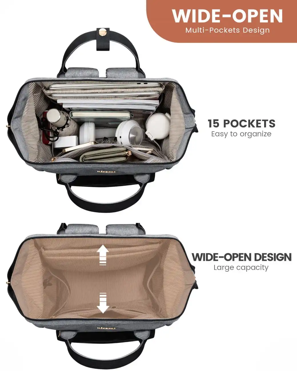 Γυναικείο Σακίδιο με USB Lovevook 15,6'' MB2146 gray/black