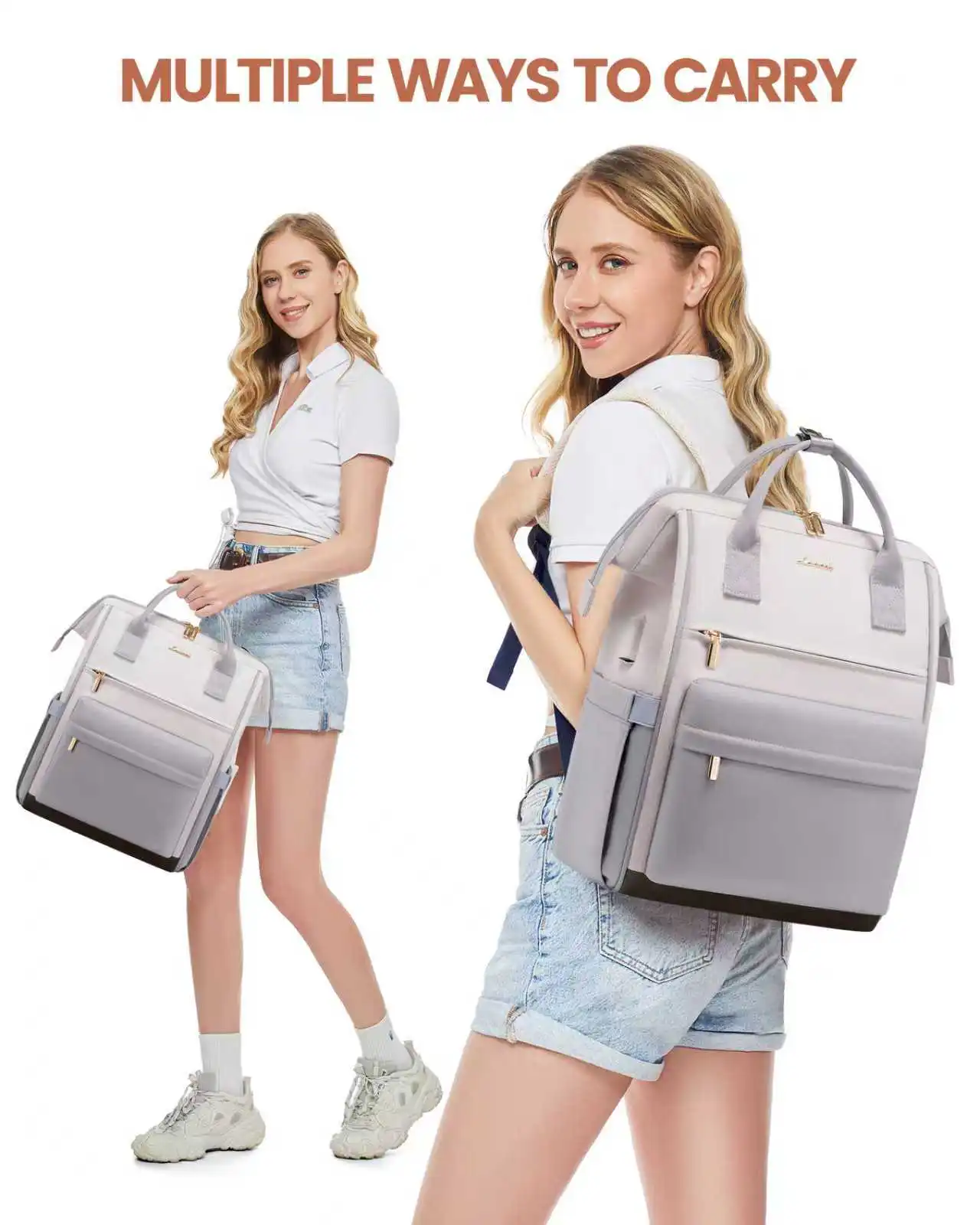 Γυναικείο Σακίδιο USB Lovevook 15,6'' MB2146 beige gray brown