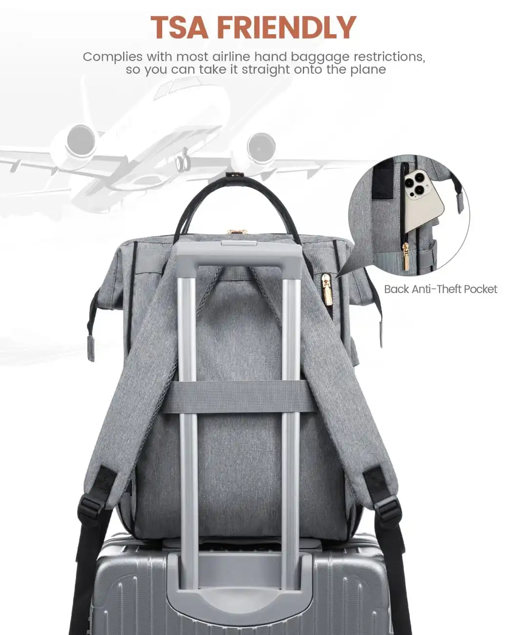 Γυναικείο Σακίδιο με USB Lovevook 15,6'' MB2146 gray/black