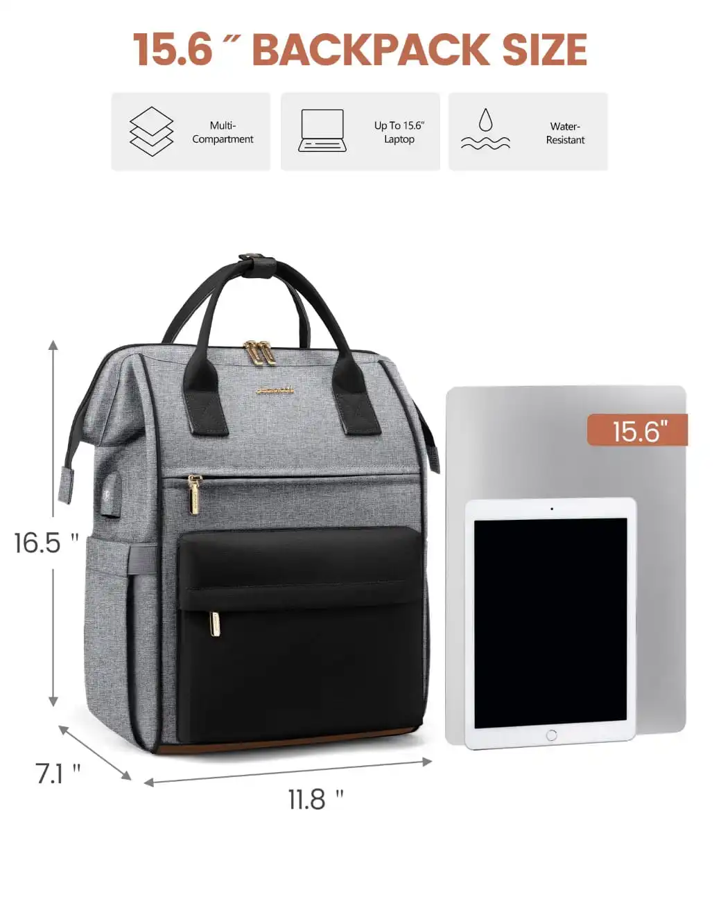 Γυναικείο Σακίδιο με USB Lovevook 15,6'' MB2146 gray/black