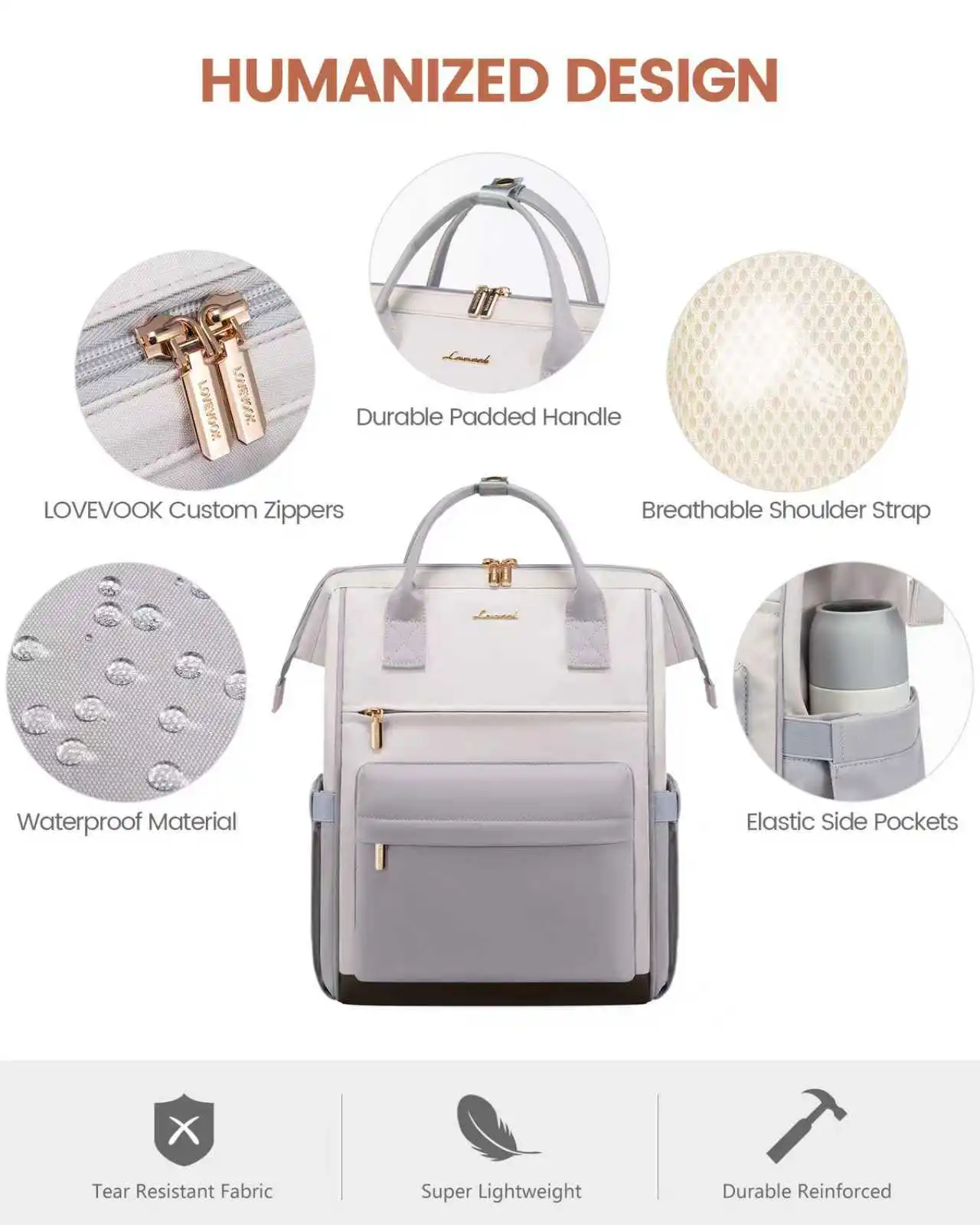 Γυναικείο Σακίδιο USB Lovevook 15,6'' MB2146 beige gray brown