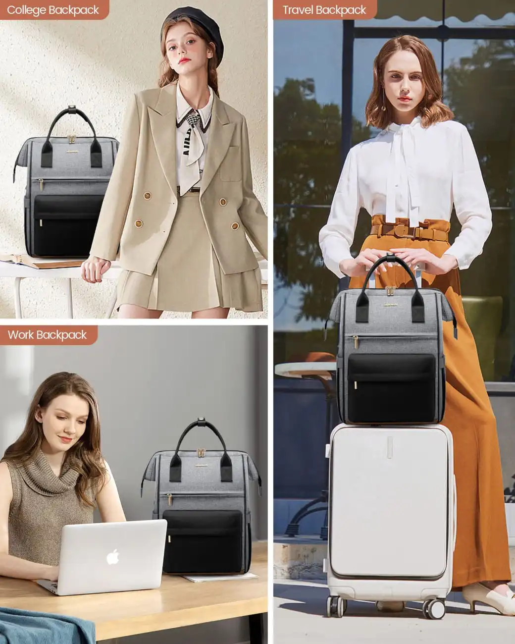 Γυναικείο Σακίδιο με USB Lovevook 15,6'' MB2146 gray/black