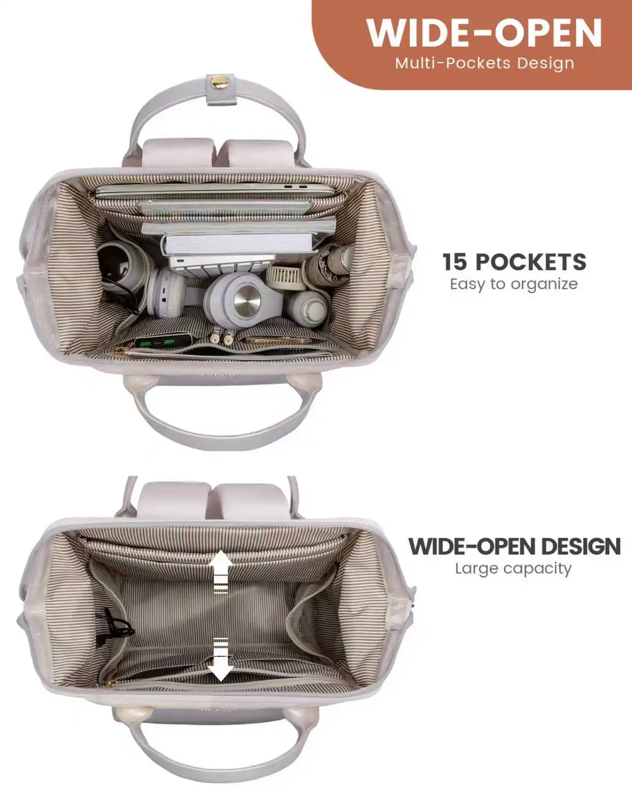 Γυναικείο Σακίδιο USB Lovevook 15,6'' MB2146 beige gray brown