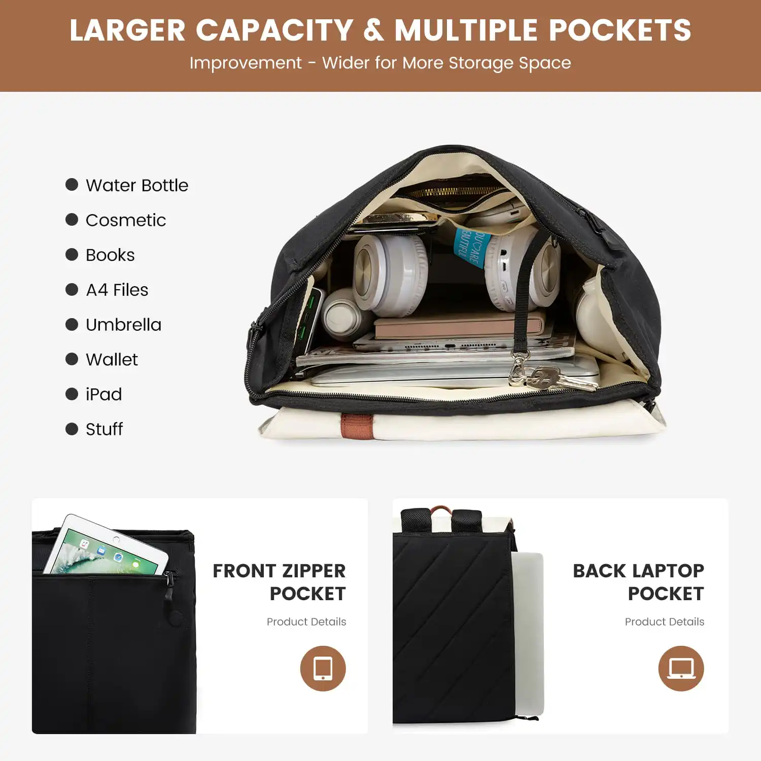 Γυναικείο Σακίδιο Φορητού Υπολογιστή Lovevook 15,6'' MB2187 black/beige