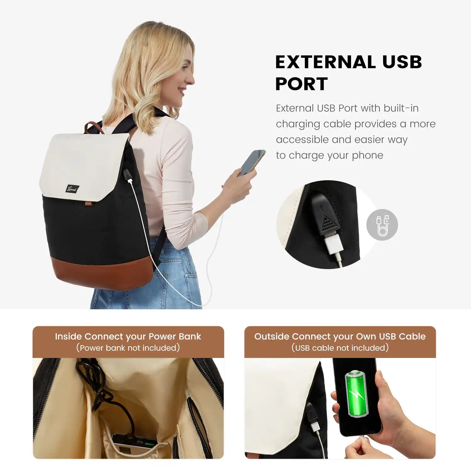 Γυναικείο Σακίδιο Φορητού Υπολογιστή Lovevook 15,6'' MB2187 black/beige