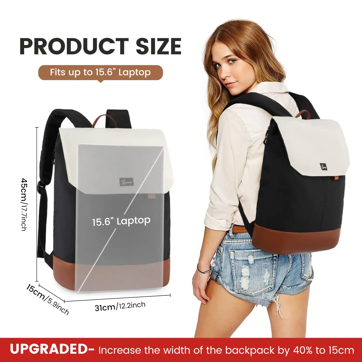 Γυναικείο Σακίδιο Φορητού Υπολογιστή Lovevook 15,6'' MB2187 black/beige