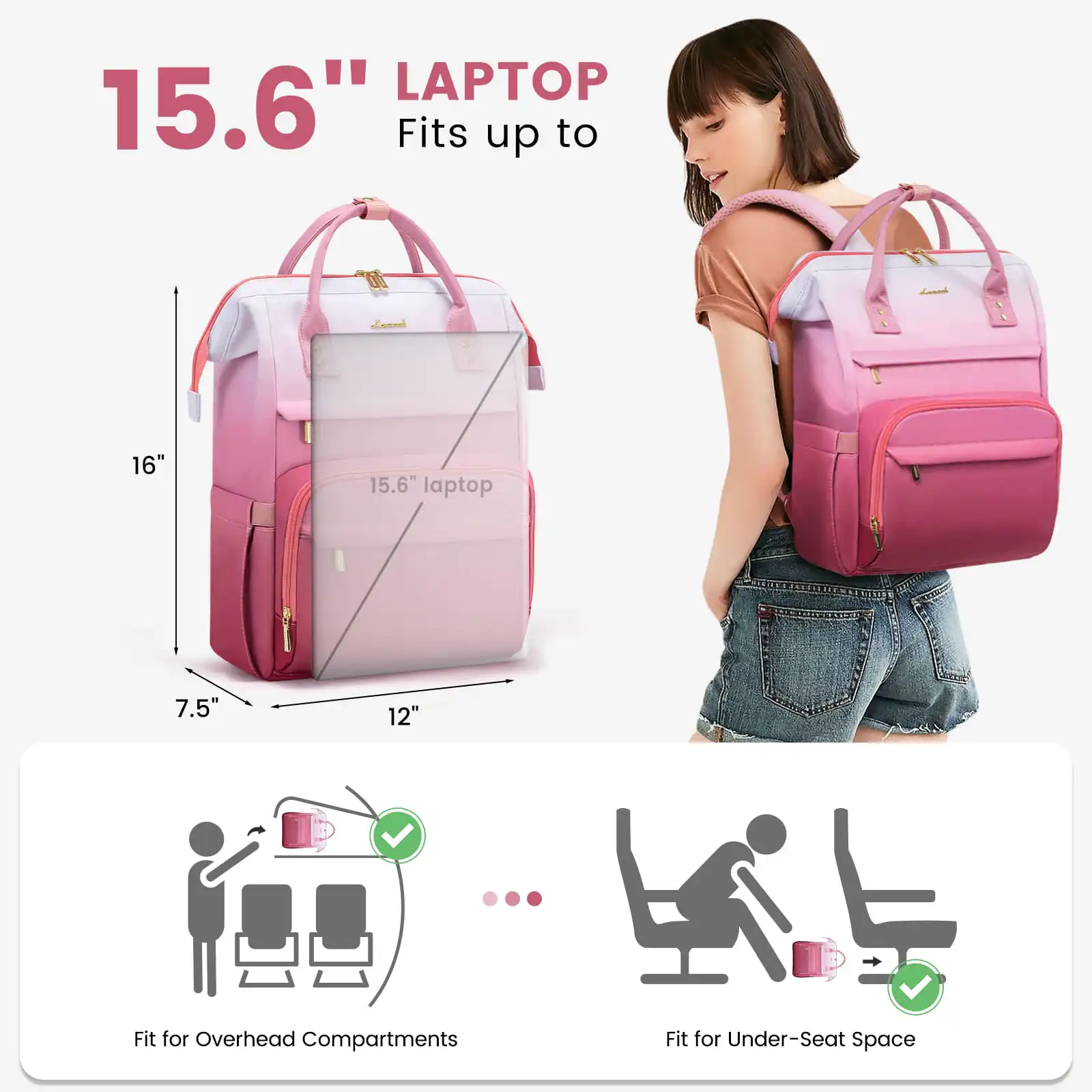 Γυναικείο Σακίδιο Φορητού Υπολογιστή Lovevook 15,6'' MB2197 beige/pink