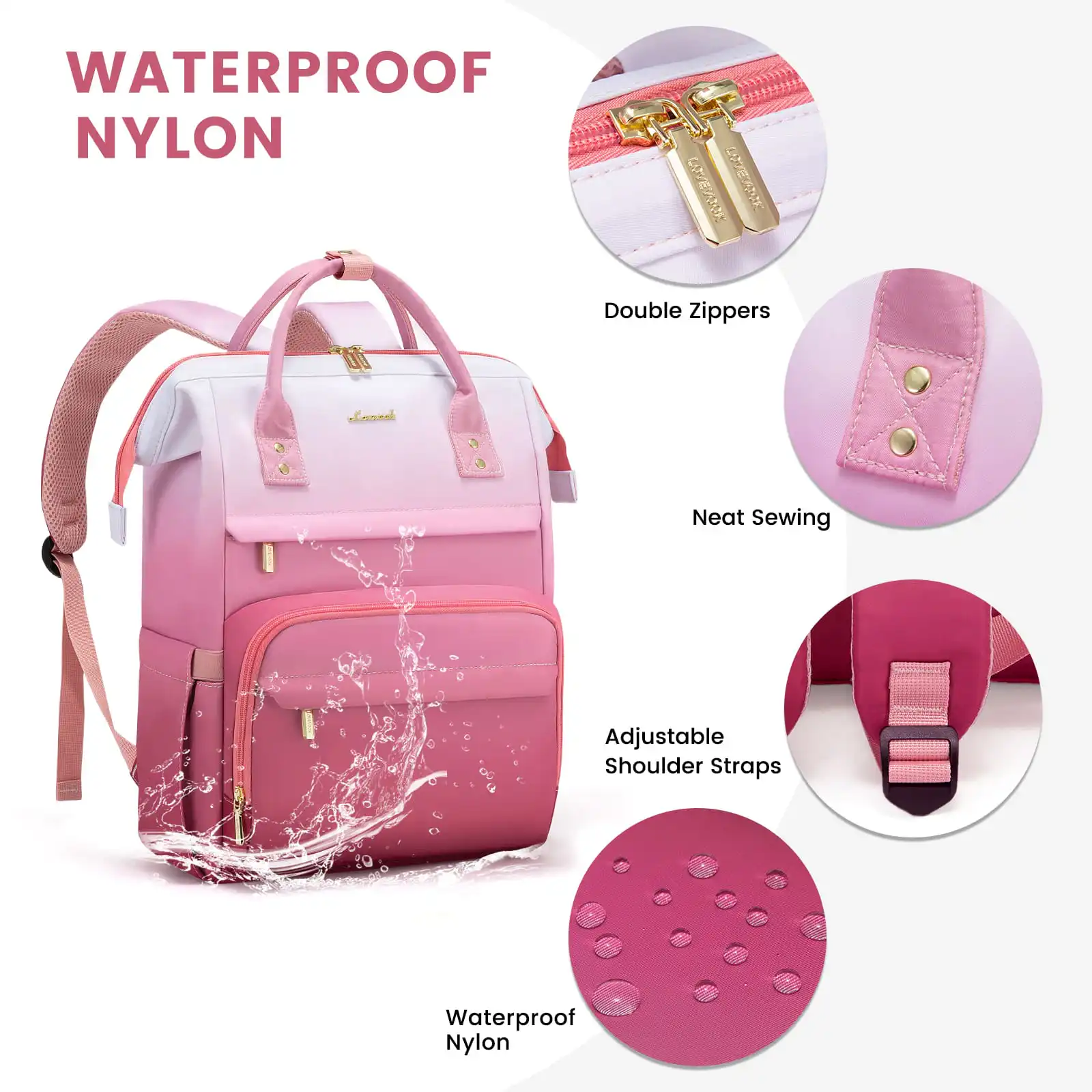 Γυναικείο Σακίδιο Φορητού Υπολογιστή Lovevook 15,6'' MB2197 beige/pink