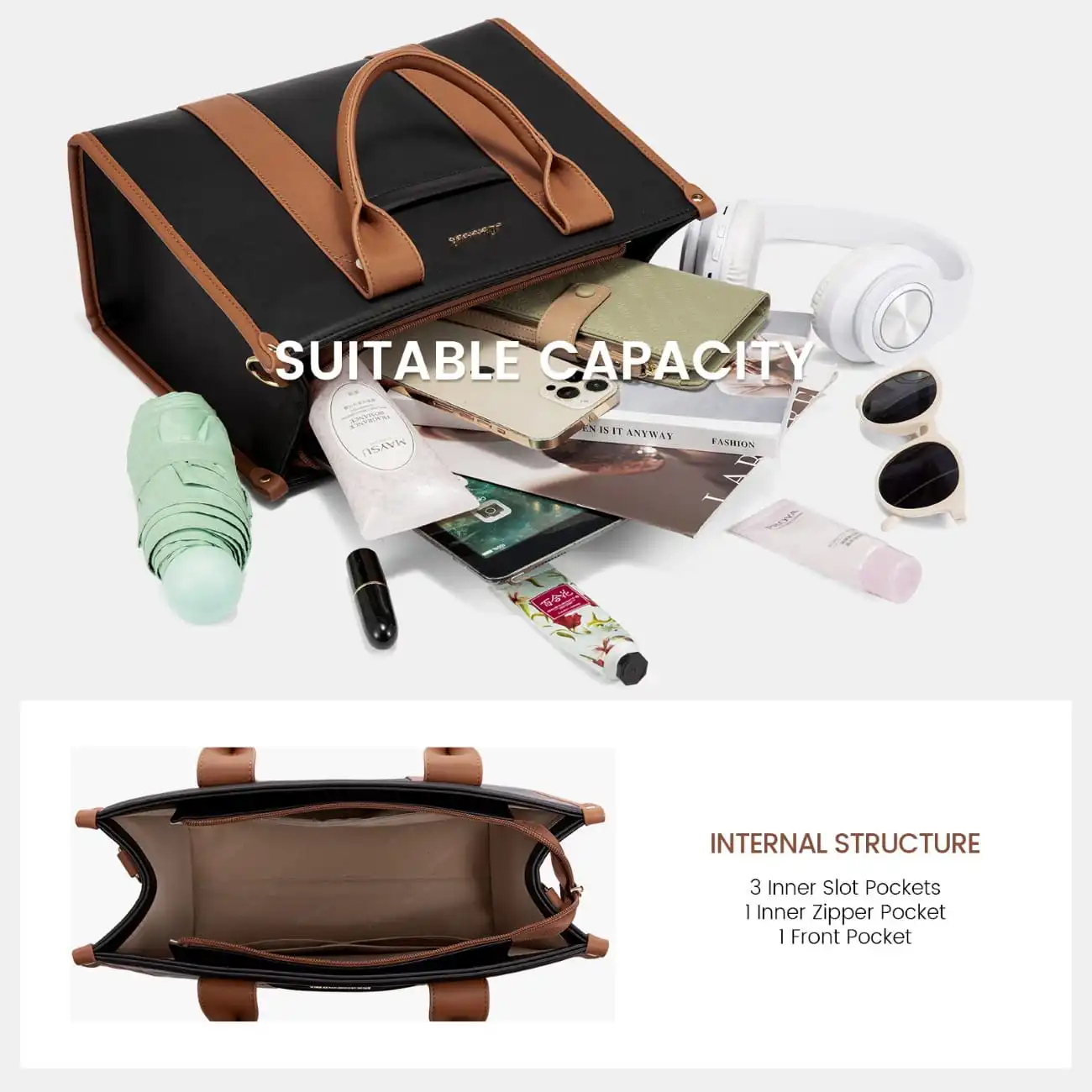 Γυναικεία τσάντα ώμου φορητού υπολογιστή Lovevook 13'' WB3084 black/brown