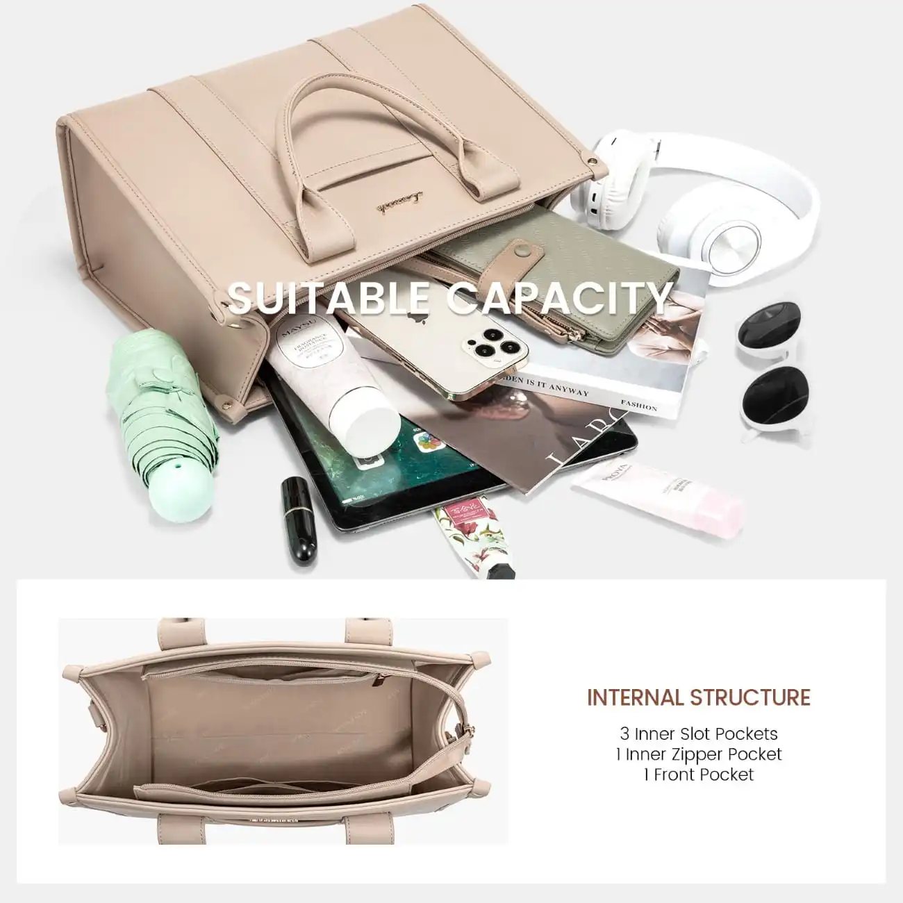 Γυναικεία τσάντα ώμου φορητού υπολογιστή Lovevook 13'' WB3084 apricot