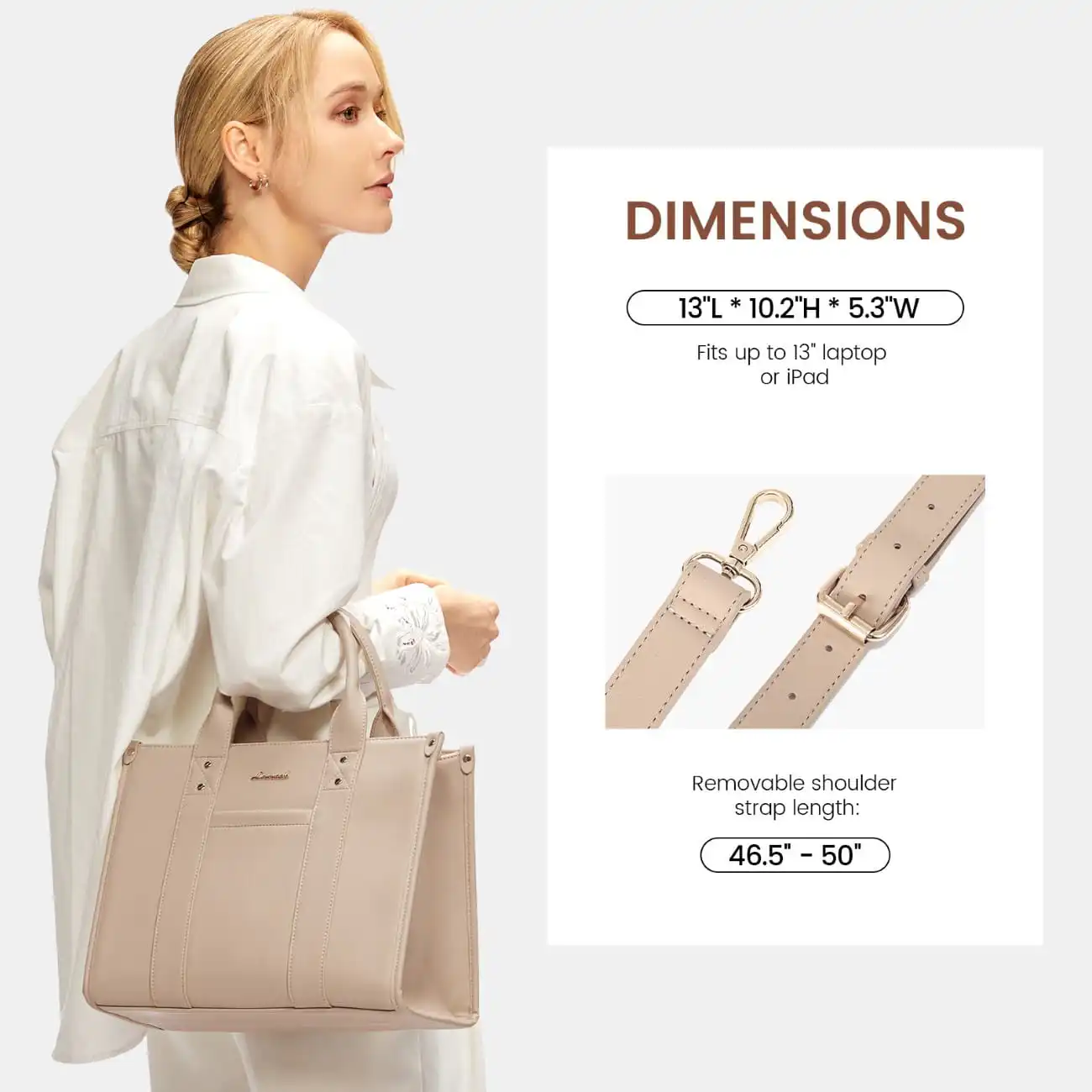 Γυναικεία τσάντα ώμου φορητού υπολογιστή Lovevook 13” WB3084 apricot