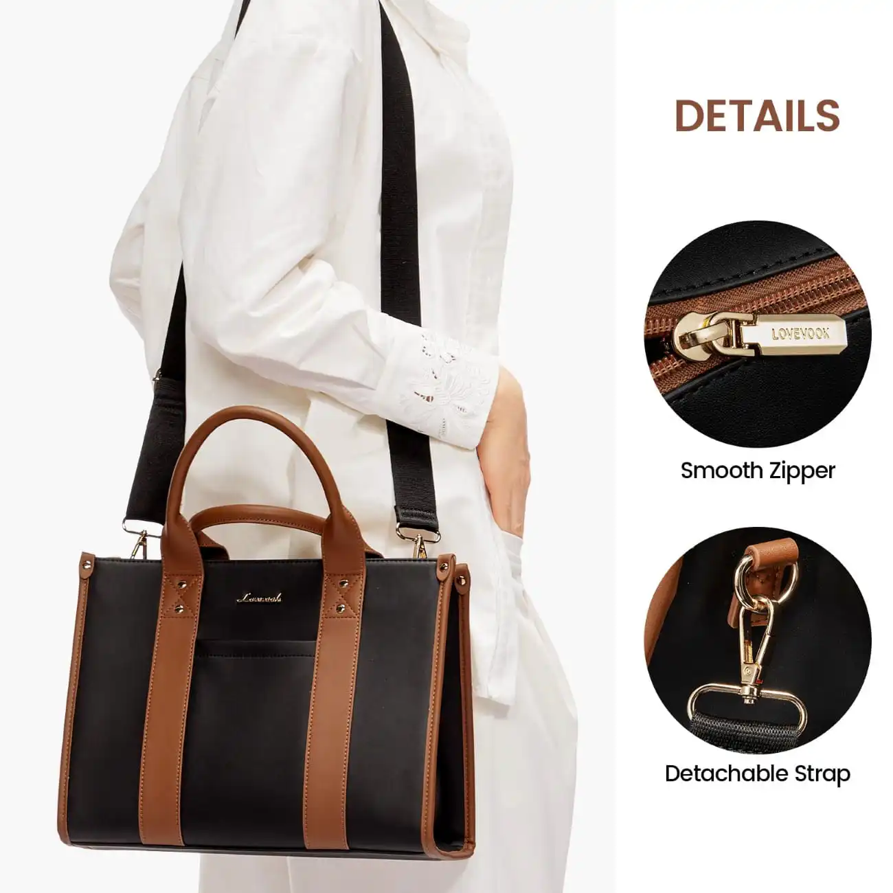 Γυναικεία τσάντα ώμου φορητού υπολογιστή Lovevook 13'' WB3084 black/brown