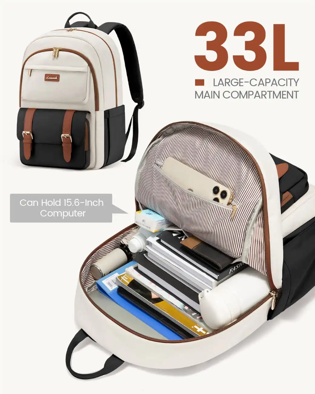 Γυναικείο Σακίδιο Για Laptop Lovevook 15,6'' MB3158 beige/black